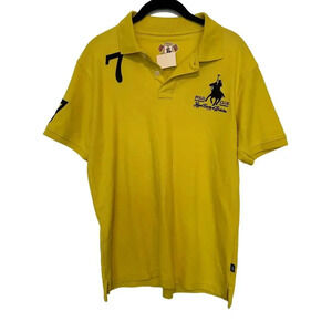 Polo Club Men's Yellow Short Sleeve vintage Polo Shirt One Size